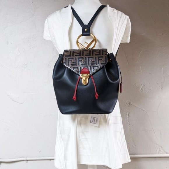 SOLDFendi Zucca Black, Brown, Red Leather Backpack - Picture 7 of 7